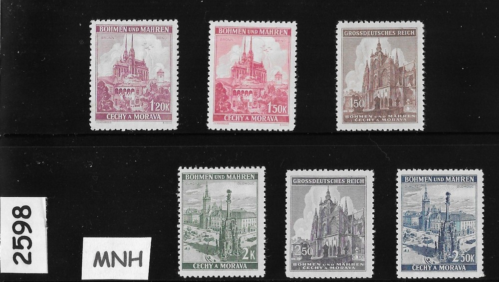 MNH Stamp set Prague Cathedrals B a M WWII during Germany occupation #2598