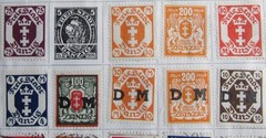 53 STAMPS 1800’s to 1930 – 28 DANZIG GERMAN & 25 DENMARK FROM STAMP ALBUM