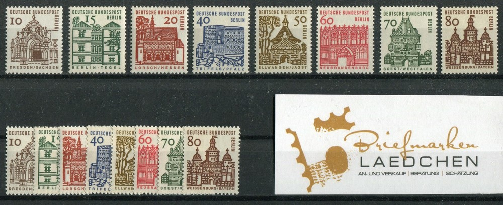 2 x Berlin Nr. 242-249 Clean Mint NH Complete Deutsche Bauwerke 1964 MNH