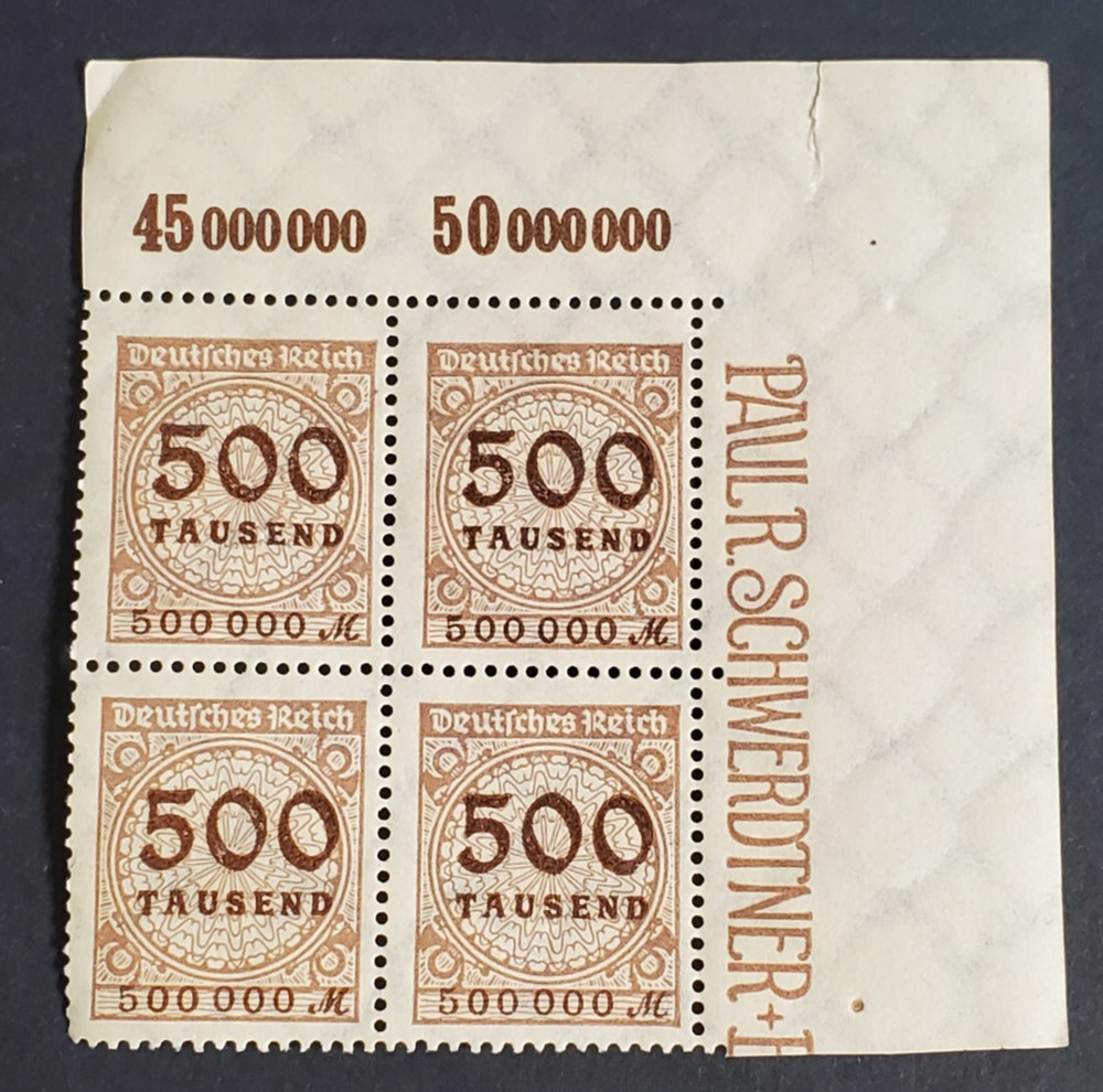 Germany, nice MNH 500 000 Inflation corner block