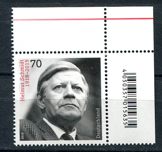 Germany – BRD : Helmut Schmidt stamp from 2018 – mint NH