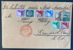 1936 Frankfurt Germany Hindenburg Zeppelin LZ 129 Flight To Bradford CT USA