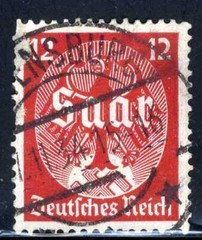 1934 German Fascism Saar Eagle Stamp Sc 445 Used