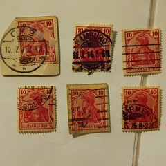 34 Germany Deutsches Reich Used Germania Postage Stamp Lot Handstamped 5-60 Pf