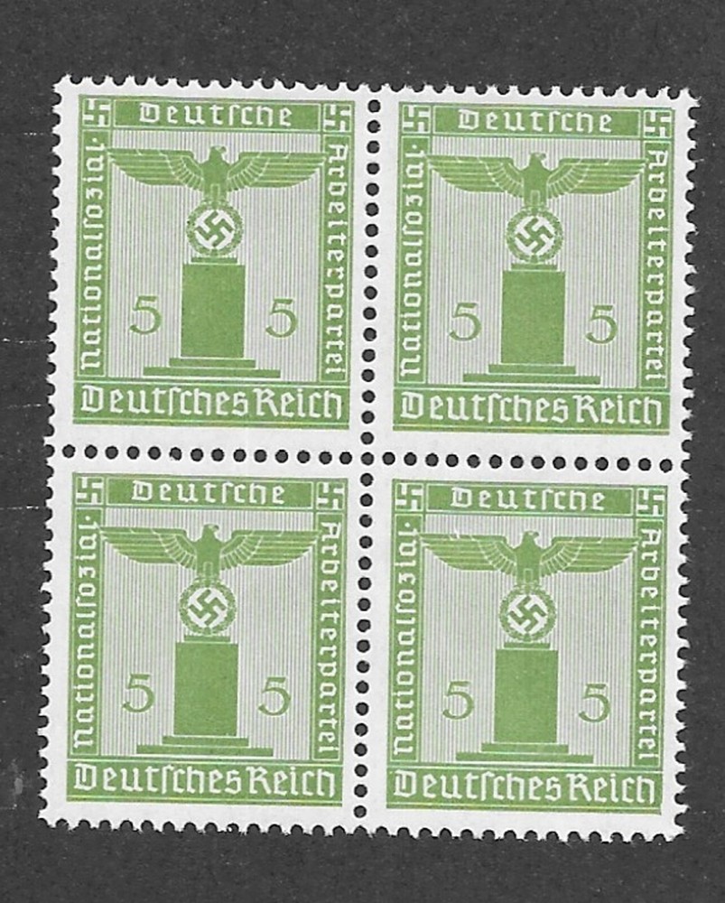 MNH stamp BLOCK S15 / PF05 / WWII Germany / 1942 Third Reich Party Official