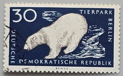 Germany DDR 30pf Polar Bear Tierpark Berlin Stamp Used