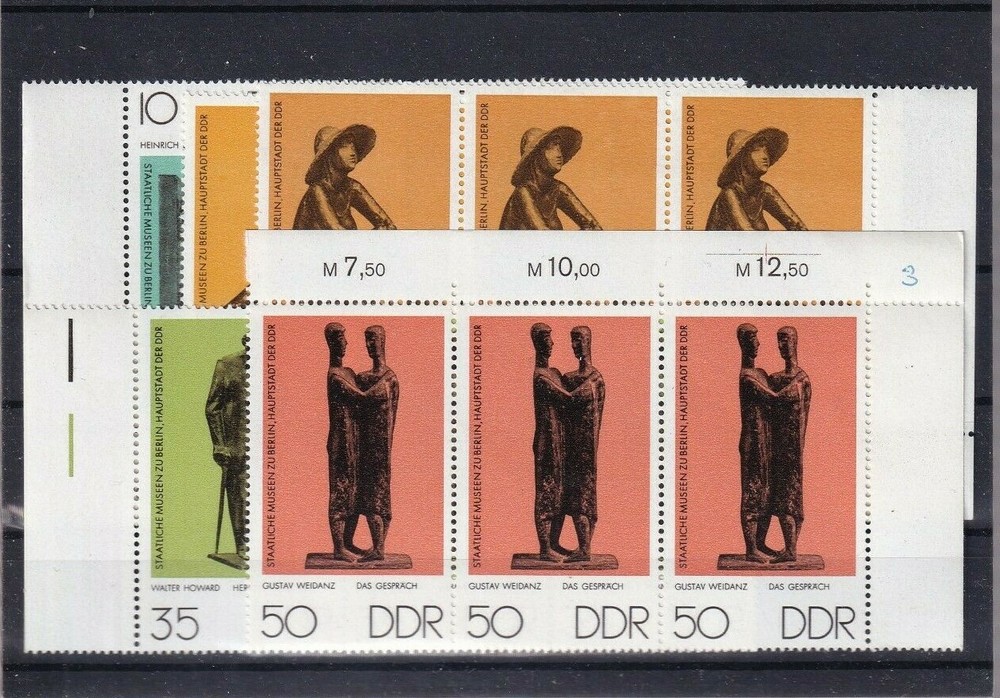DDR MNH ** 2141-5 SC 1735-9 Bronze Statues strips of 3