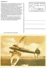 Oderland Letter: „70 Years First Flight Of The Heinkel He-111“, Postcard, ESSt.