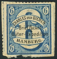 Hamburg Private Local Post Shipping Label Letter Delivery 6pf Postage Germany