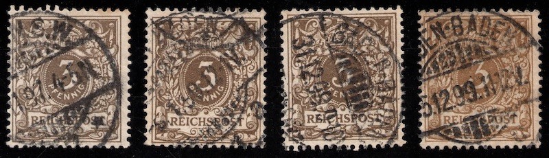 1889 German Empire 3 pfg Lot Michel 45 Scott 46 used