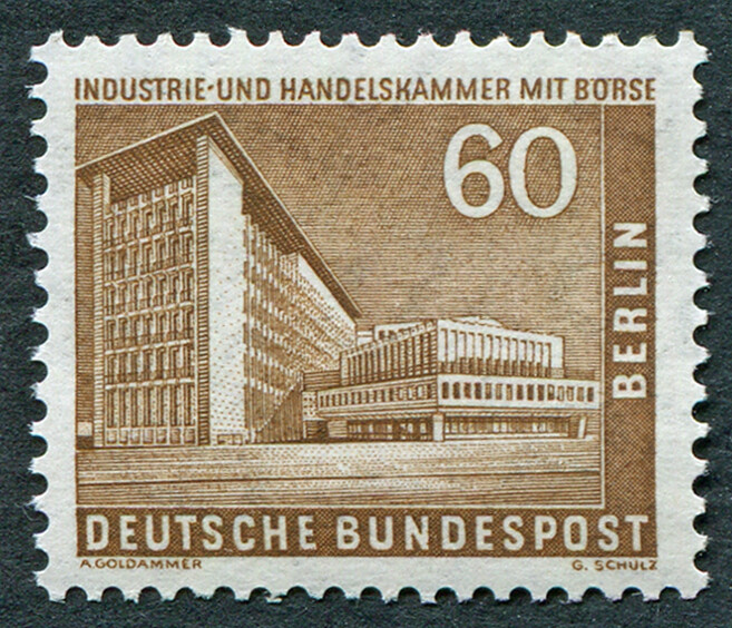 BERLIN Western Sectors 1957 60pf SGB144 mint MNH FG Buildings Monuments #A05