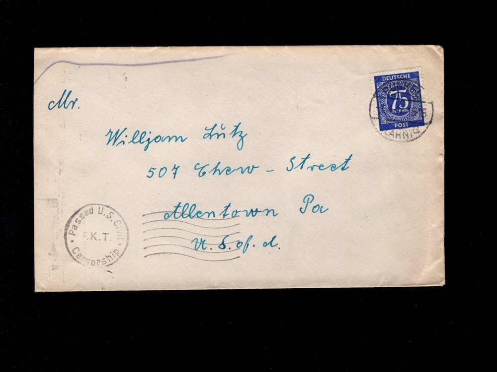 Germany THREE 75pf Single Franked Censored Red Purple Black 1947 Covers 7n