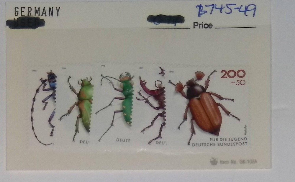 Germany Semi-Postal Beetles Stamp 200+50 MNH Deutsche Bundespost Multi-Color