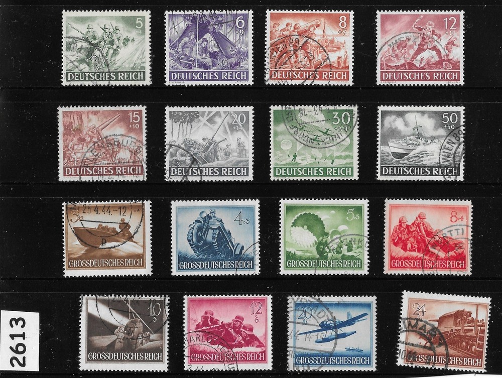 Stamp set Mixed 1943 & 1944 Military stamps WWII Mixed Germany cancels #2613