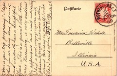 GERMANY 1900 BAYERN POSTAL HISTORY PICT POSTCARD ADDR USA & POSTMARK