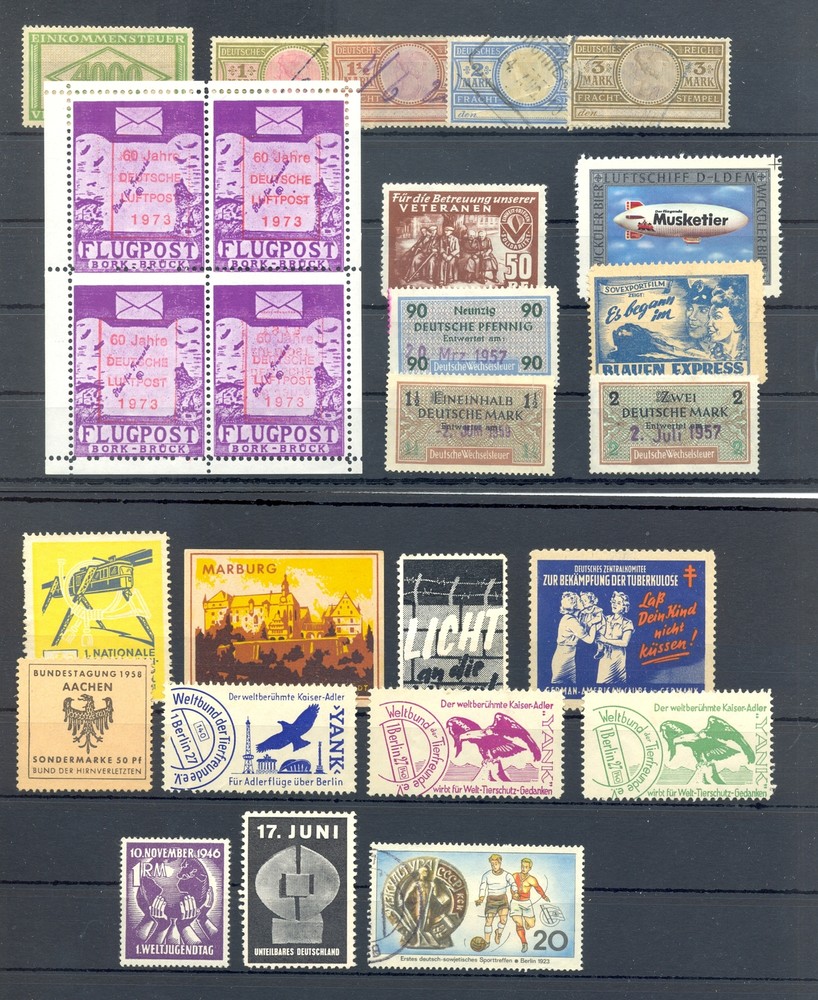 GERMANY 26 x POSTER STAMP – LABEL -REVENUES -BACK OF BOOK -F/VF