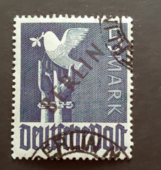 1949 BERLIN BLACK SURCHARGE 5 MARK VF USED GERMANY DEUTSCHLAND