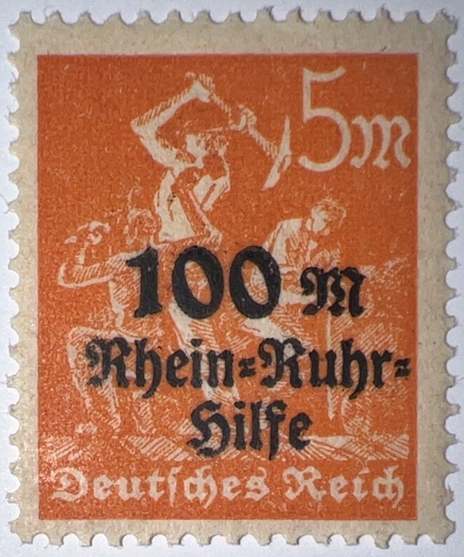 Travelstamps: 1923 Germany Stamps Sg# 257 Rhine-Ruhr Charity OP Mint NH, MNH