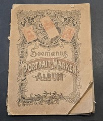 Rare Antique German Seemanns Portrait Stamp Album 300+ Historical Stamps