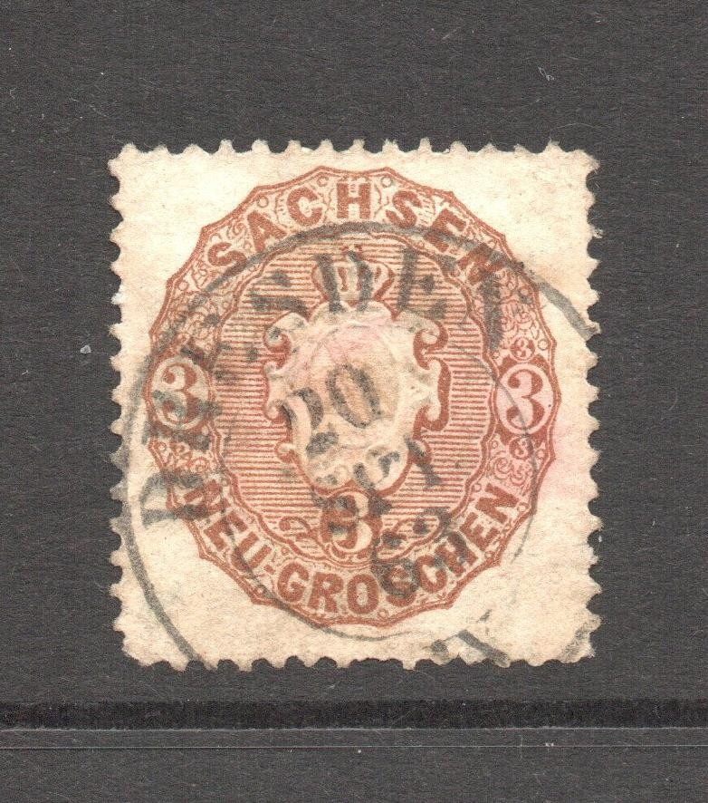 Saxony SC# 19 Used / Nice Dresden CDS 1863 (Rems & BTM Perf Thin) – S60997