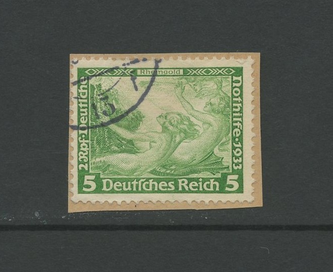GERMANY B51, 1933 5+2pf DAS RHEINGOLD, USED, ON PAPER (GER4645K)