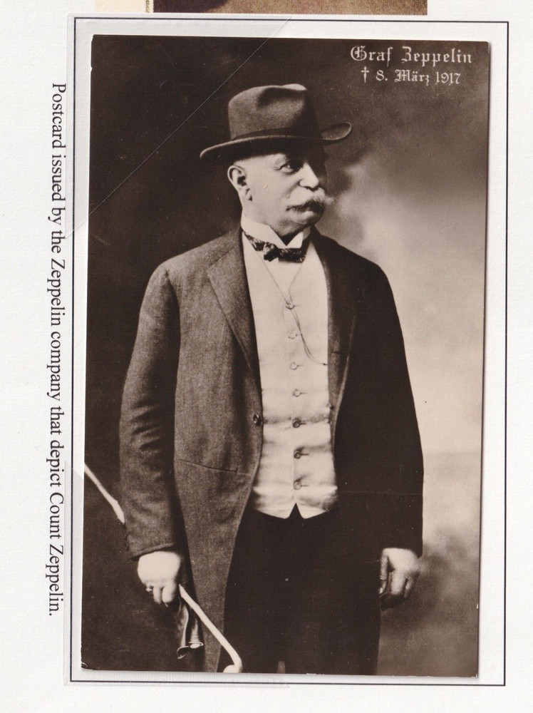 ZEPPELIN COMPANY ISSUED POSTCARD DEPICTS COUNT ZEPPELIN EXHIBITION ITEM ZP974