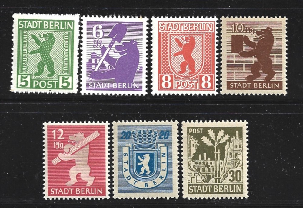 GERMAN DEMOCRATIC REPUBLIC #11N1-11N7 SET OF 7 (NH) FROM 1945.