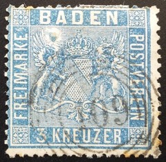 AD German Empire/Altdeutschland (Baden) manufacturing defect Mi № 10 (Used) 1860