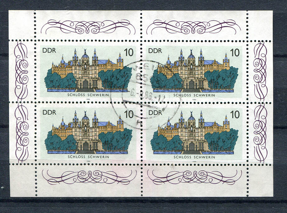 Germany – DDR : Castle Schwerin mini sheet from 1986 – used
