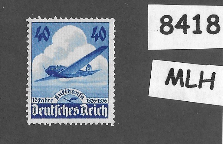 MLH stamp Sc 469 Third Reich Germany Lufthansa Air service Airplane #8418