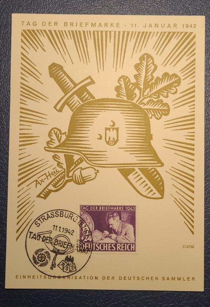 GERMANY 1942 Tag der Briefmarke. Maxi card. Propaganda card.