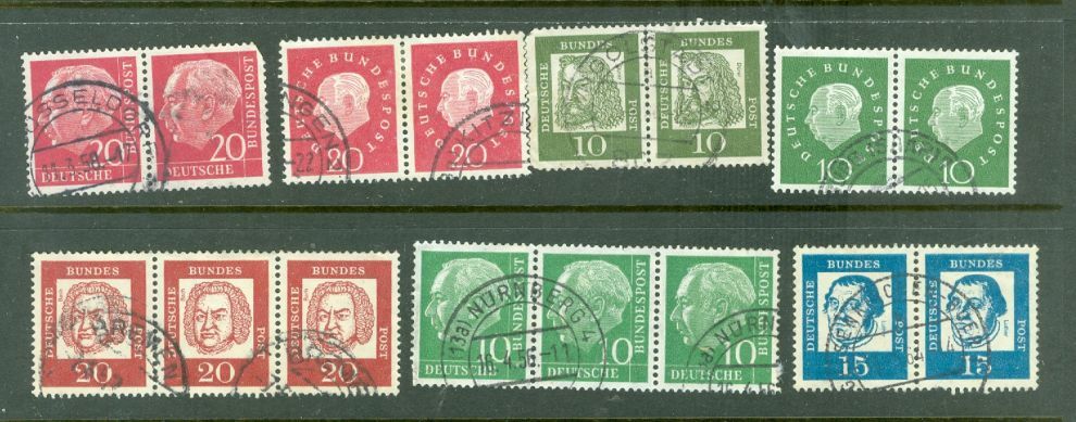 West Germany Definitive Bogen 7 diff Horizontal Pair used #8347