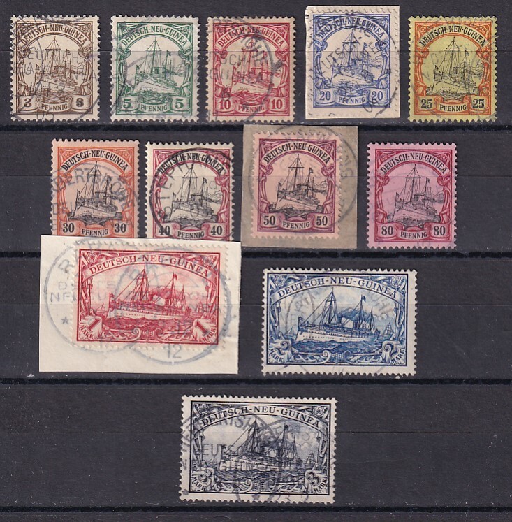 German New Guinea 1900 MI 7-18 several signed Brun CANC VF / CAT VALUE $450
