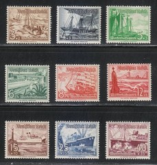 Germany 1937 MNH Mi 651-659 Sc B107-B115 Ships. Marine ** Perfect set ** 02