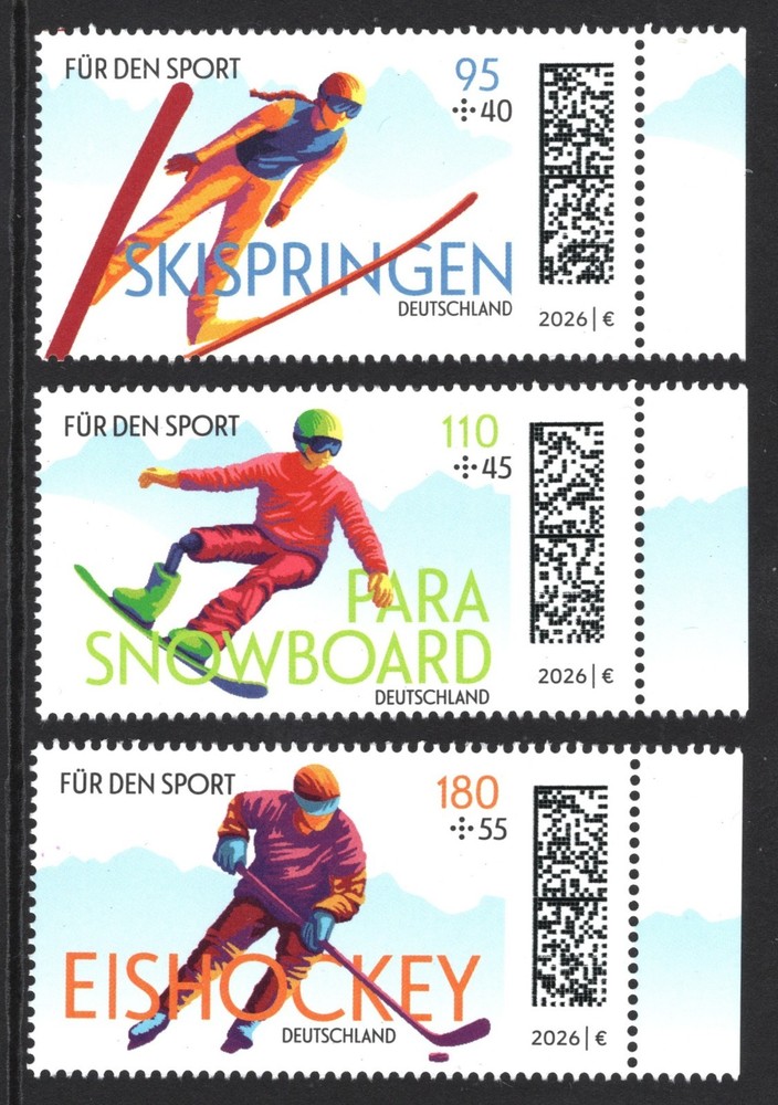 GERMANY: FOR SPORT 2026 – MNH SET OF THREE SEMI-POSTALS (G5)