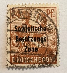 1948 GERMANY SOVIET OCCUPIED 24pf STAMP #10N9 WITH PADERBORN SOTN SON CANCEL