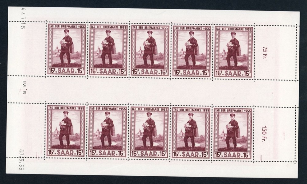 Saarland Michel number 361 miniature sheet, mint never hinged