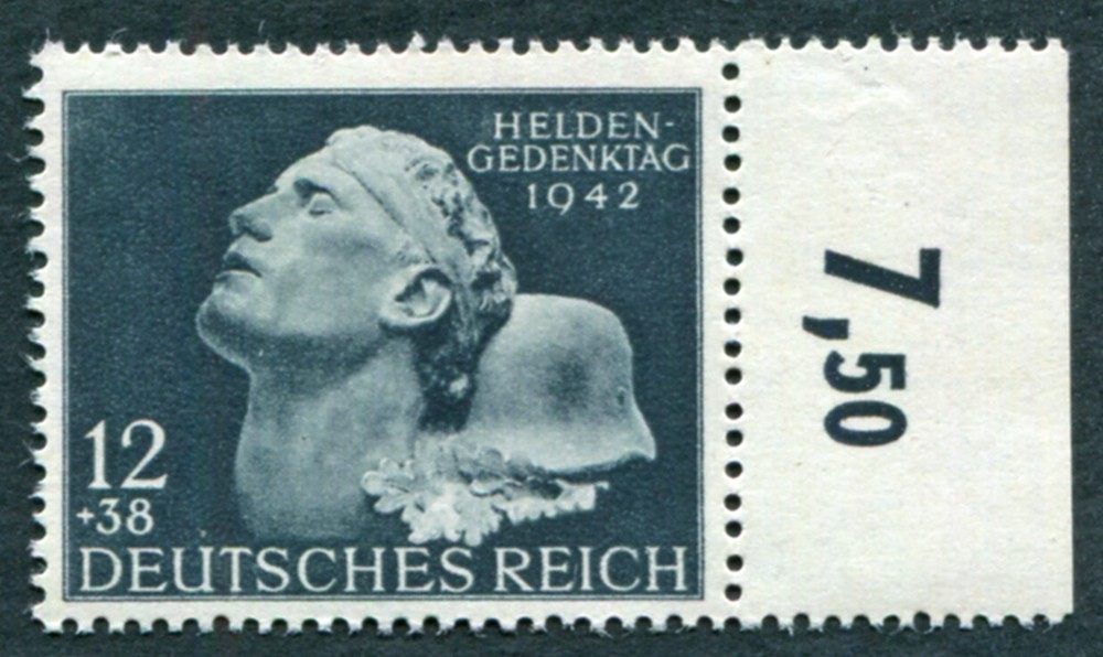 GERMANY Third Reich 1942 12pf+38pf SG798 MH FG Heroes‘ Remembrance Day #B01