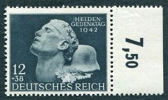 GERMANY Third Reich 1942 12pf+38pf SG798 MH FG Heroes‘ Remembrance Day #B01