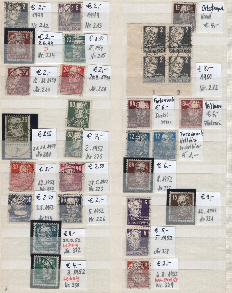 EAST GERMANY DDR 1948 – 1954 PERSONALITIES 29 USED STAMPS