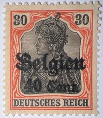 Travelstamps: Germany Offices in Belgium Stamps 30pf w/ 40c OP MOGH Wmk