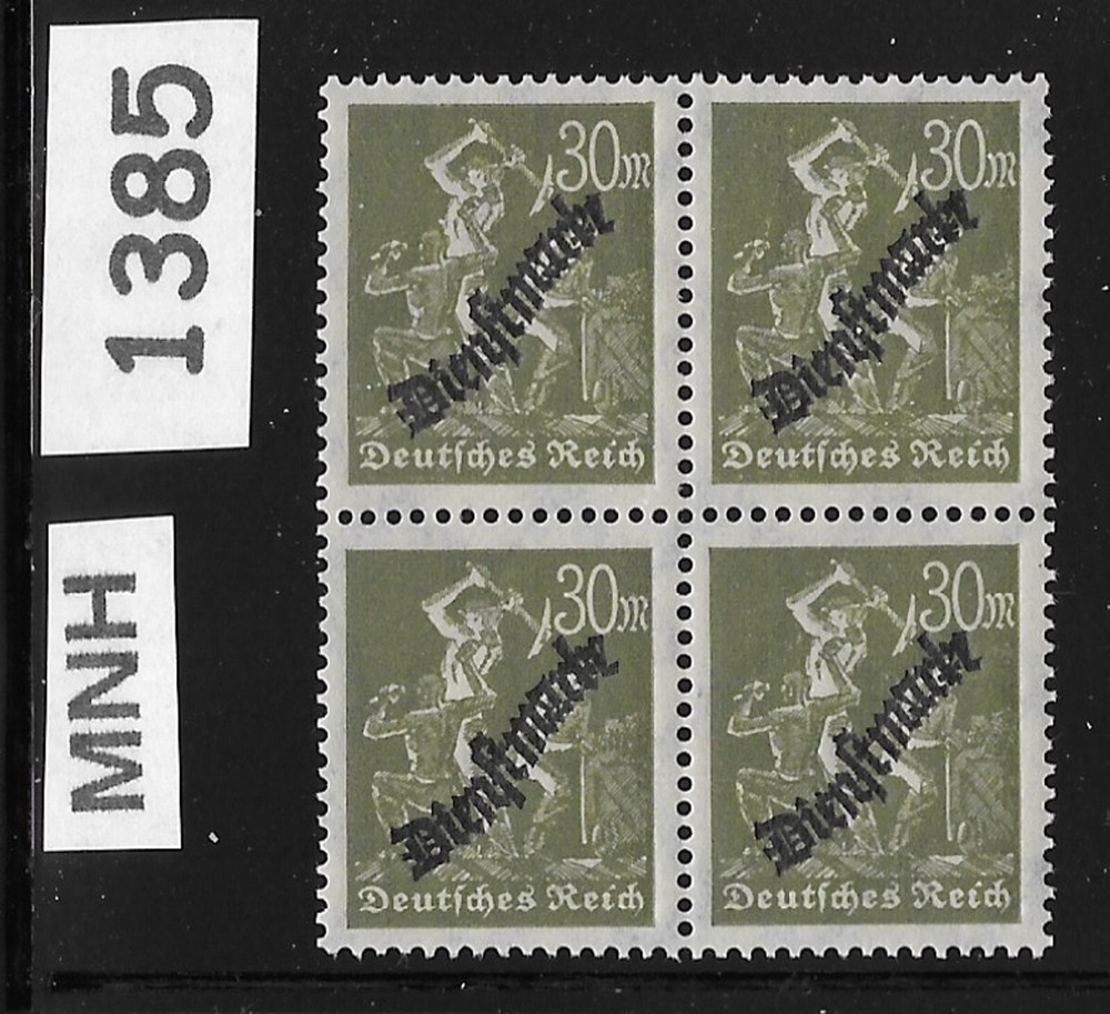 #1385 MNH Stamp block Sc 023 Overprint surcharge Weimar Republic Germany 1923
