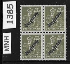 #1385 MNH Stamp block Sc 023 Overprint surcharge Weimar Republic Germany 1923