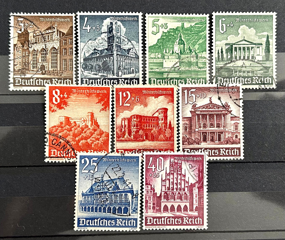 German Stamps set of 9 stamps 1940 Winter Relief – Buildings used /497