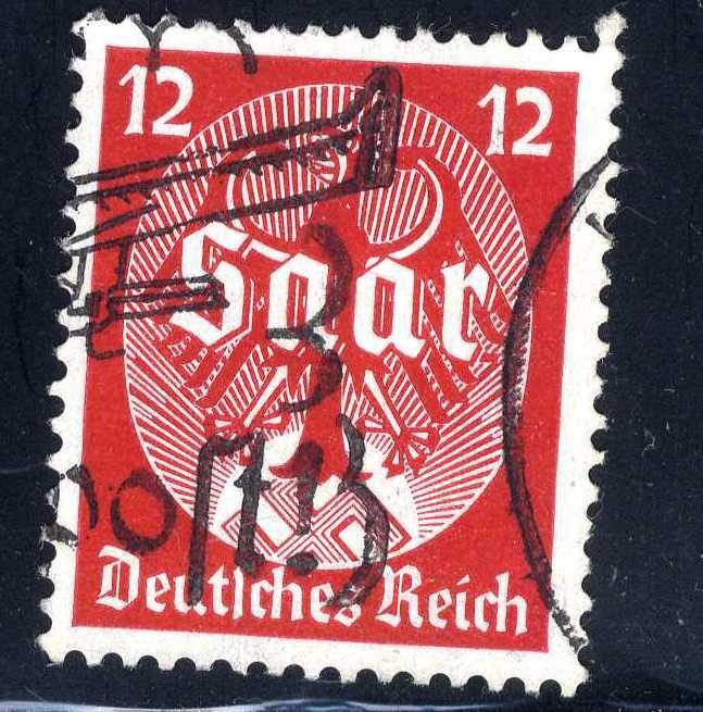 1934 German Fascism Saar Eagle Stamp Sc 445 Used