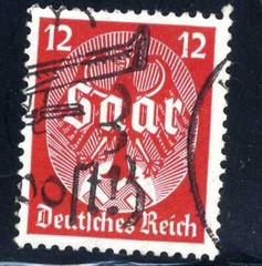 1934 German Fascism Saar Eagle Stamp Sc 445 Used