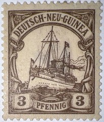 Travelstamps: GERMAN NEW GUINEA STAMPS Kaiser’s Yacht, 3 Pf MOGH, WMK