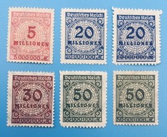 Germany / Weimar Deutsches Reich Hyperinflation OVP Surcharged Stamp Lot 1923 MH