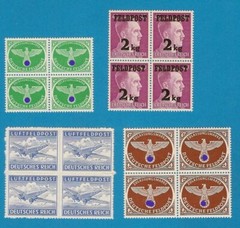 WW II German Fieldpost , No. 1-4 , complete in sheets of four MNH ** !!