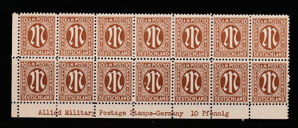 Germany Scott# 3N7a MH-MNH Inscription Block 14 Allied Military Postage